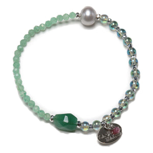 [Longing for Jaipur] Green Aventurine x Green Aqua Aura x Pearl Bracelet