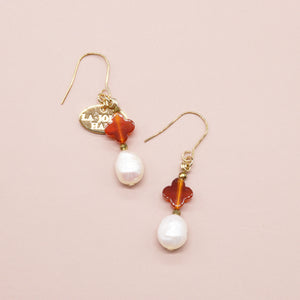 カーネリアン×バロックパール ピアス