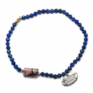 【Starry Sky Fragment】青金石×樹枝狀薔薇輝石×橄欖蛋白石手鍊