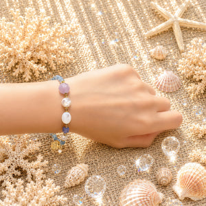 【Starry Sky Fragment】Tortoise Shell Dzi Bead x Lapis Lazuli x Aquamarine x Lavender Amethyst Bracelet