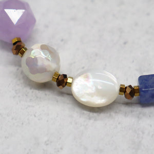 【Starry Sky Fragment】Tortoise Shell Dzi Bead x Lapis Lazuli x Aquamarine x Lavender Amethyst Bracelet
