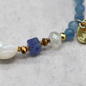 【Starry Sky Fragment】Tortoise Shell Dzi Bead x Lapis Lazuli x Aquamarine x Lavender Amethyst Bracelet