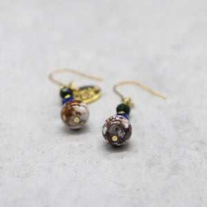 【Starry Sky Fragment】ラピスラズリ×ワイルドホース×グリーンゴールドストーン ピアス