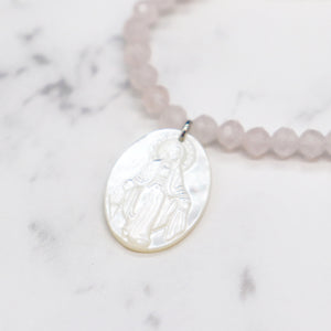 【ONLINE SHOP限定】ローズクォーツ×ホワイトシェル ネックレス