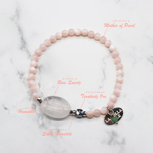 【Blooming Pink Roses】Rose Quartz × Mother of Pearl × Terahertz Bracelet