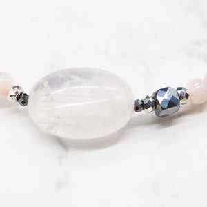 【Blooming Pink Roses】Rose Quartz × Mother of Pearl × Terahertz Bracelet