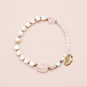 【Blooming Pink Roses】 Rose Quartz × Mother of Pearl × Pearl Bracelet