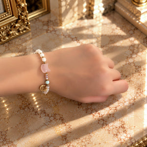 【Blooming Pink Roses】 Rose Quartz × Mother of Pearl × Pearl Bracelet