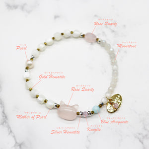 【Blooming Pink Roses】 Rose Quartz × Mother of Pearl × Pearl Bracelet