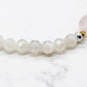 【Blooming Pink Roses】 Rose Quartz × Mother of Pearl × Pearl Bracelet