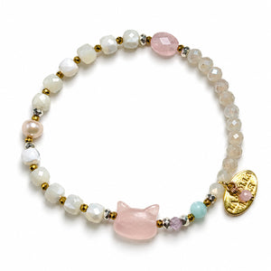 【Blooming Pink Roses】 Rose Quartz × Mother of Pearl × Pearl Bracelet