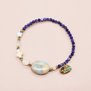 【Blooming Pink Roses】Rose Quartz × Impression Stone × Sodalite Bracelet