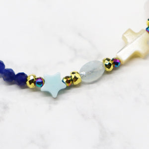 【Blooming Pink Roses】Rose Quartz × Impression Stone × Sodalite Bracelet