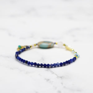 【Blooming Pink Roses】Rose Quartz × Impression Stone × Sodalite Bracelet