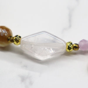 【Blooming Pink Roses】 Rose Quartz × Kunzite × Baroque Pearl Bracelet