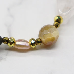 【Blooming Pink Roses】 Rose Quartz × Kunzite × Baroque Pearl Bracelet