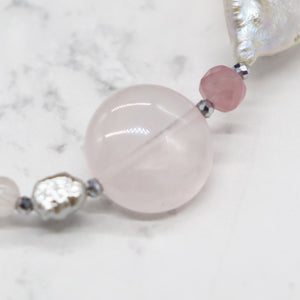 【ONLINE SHOP限定】【Blooming Pink Roses】水蓮花天珠×ローズクォーツ×パール ブレスレット