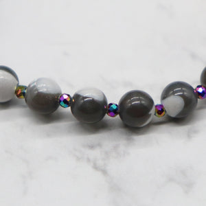 【Blooming Pink Roses】 Tortoiseshell Dzi Bead x Rose Quartz x Lapis Lazuli x Mother of Pearl Bracelet