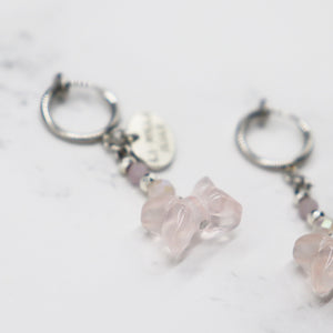 【Blooming Pink Roses】ローズクォーツ×クンツァイト イヤリング