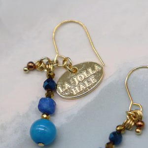 [Starry Sky Fragment] Lapis Lazuli x Magnesite Turquoise x Blue Hematite Earrings