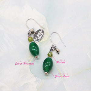 [Green Light Sunshine] Peridot x Green Agate Earrings