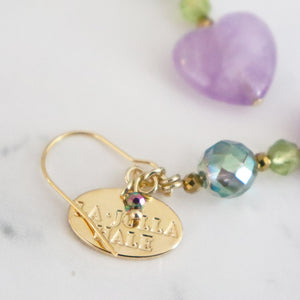 【Green Light Sunshine】ラベンダーアメシスト×ペリドット×グリーンアクアオーラ ピアス