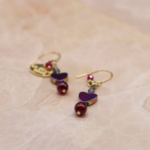 【Open the Jewelry Box!】ロードライトガーネット×アイオライト×マルチカラーヘマタイト ピアス
