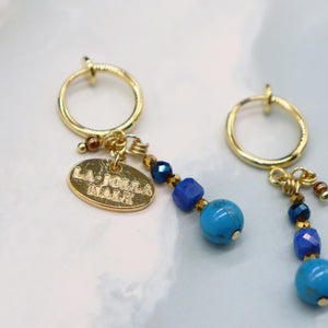 [Starry Sky Fragment] Lapis Lazuli x Magnesite Turquoise x Blue Hematite Earrings
